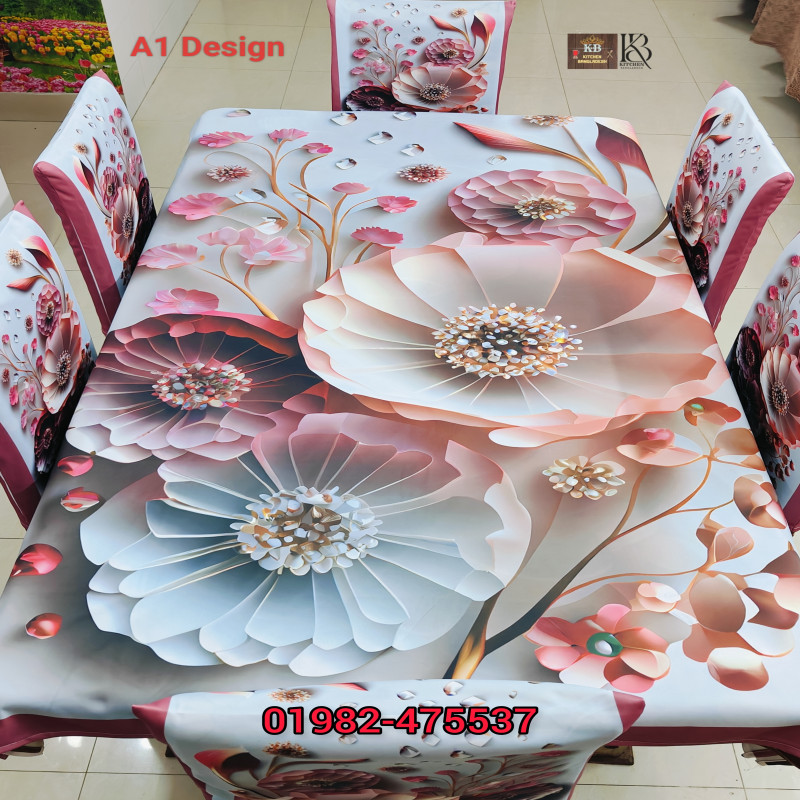 A1 Stylish 3D Chair + Table Cover 6p