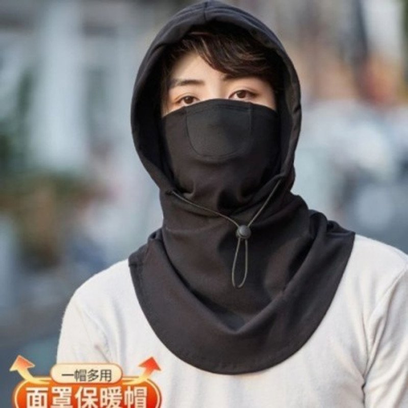 winter windproof Mask + Cap Black