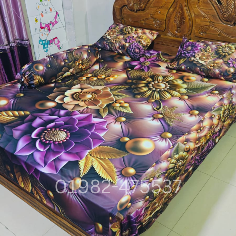 B12 Stylish 3d Bed + Pillow Cover