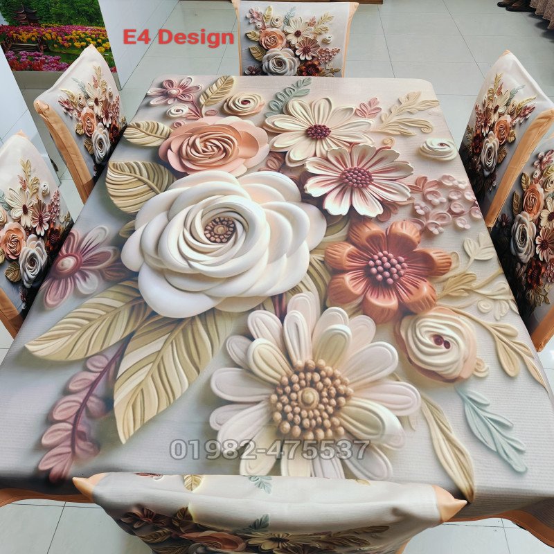 E4 Stylish 3D Chair + Table Cover 6p