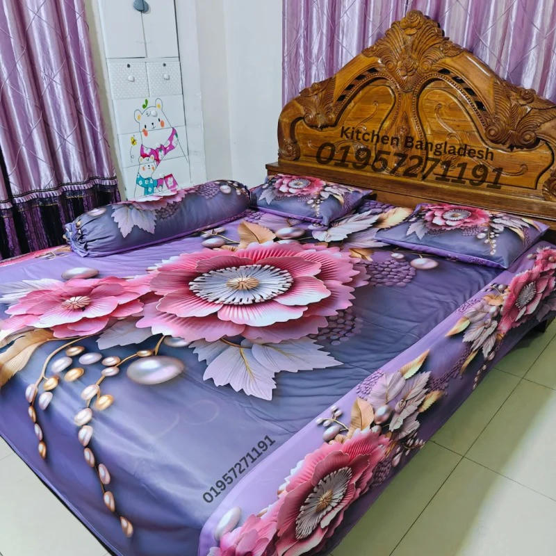 B3 Stylish 3d Bed + Pillow Cover (Premium Quality ১১০০+ গ্রাম গ্যারান্টি)