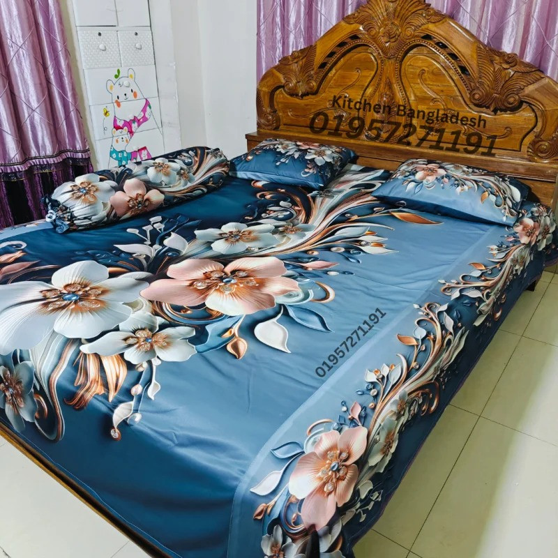 B2 Stylish 3d Bed + pillow Cover (Premium Quality ১১০০+ গ্রাম DustProof)