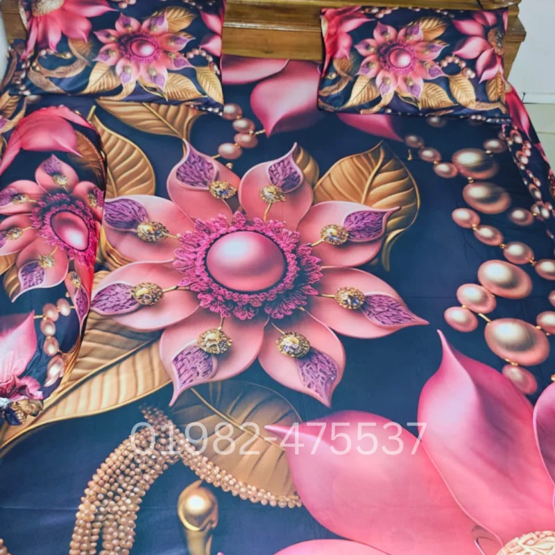 B11 Stylish 3d Bed + Pillow Cover (Premium Quality ১১০০+ গ্রাম DustProof)